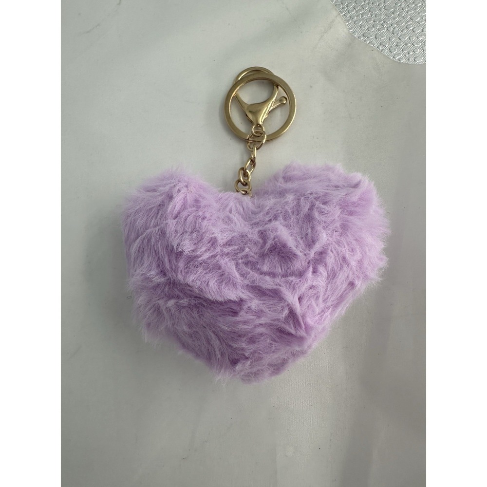 Heart Pom purse keychain - Violet